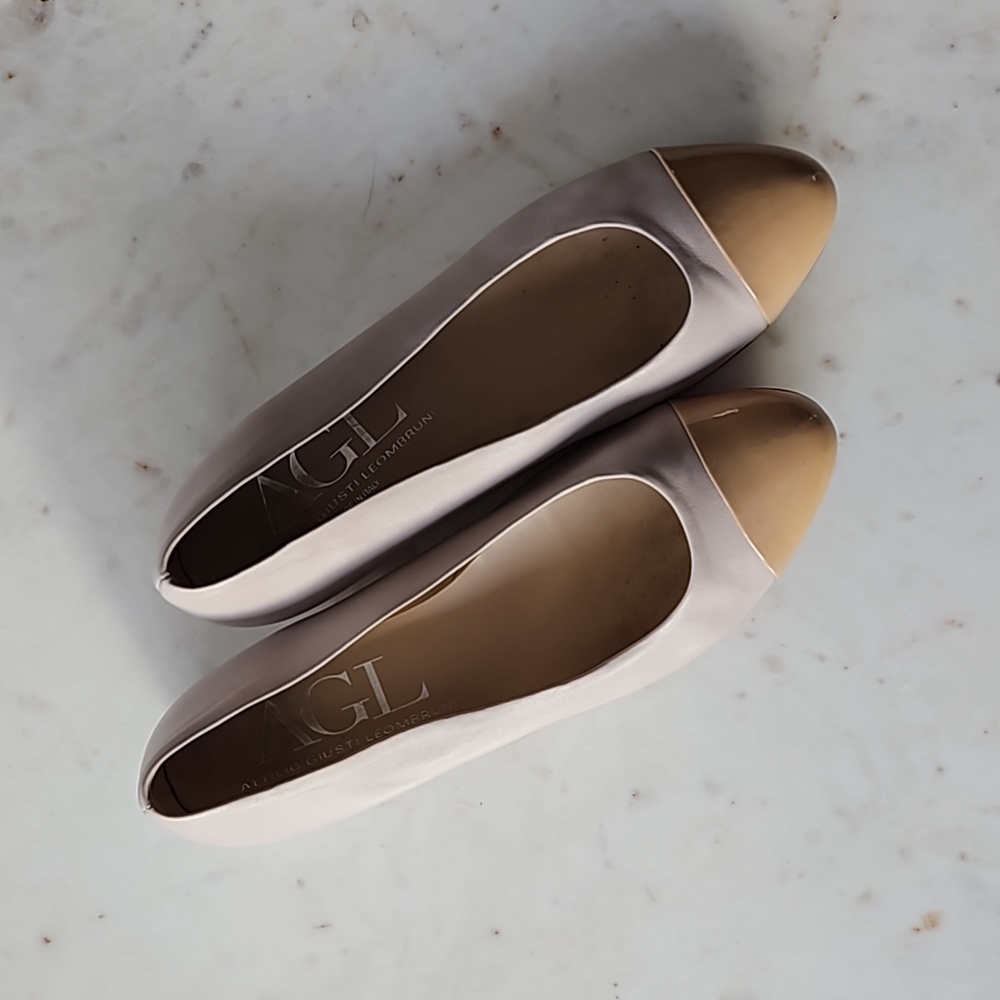 AGL Beige/Tan Leather Flats